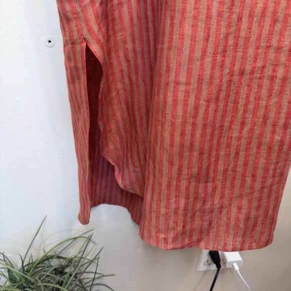 Caron Callahan | Striped Linen Henley Relaxed Midi Shirt Dress - Picture 14 of 16